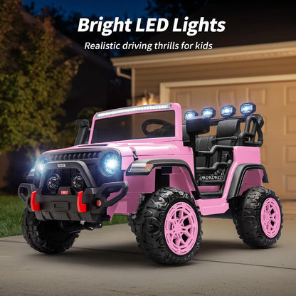 Electric 24V Kids Ride on Truck Car Jeep with MP3 Player, LED Lights, and Remote Control - 2 Seats