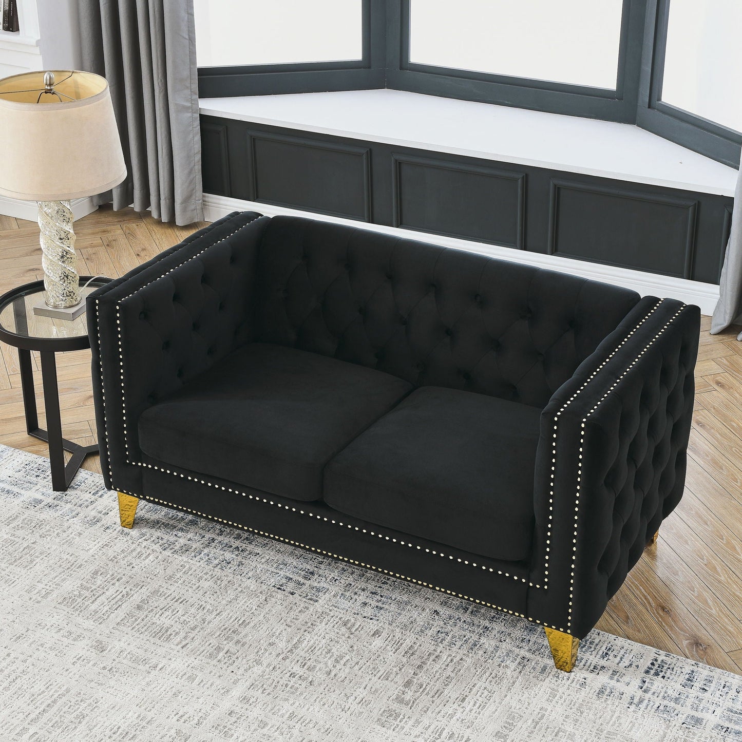 Modern Sofa With Button Tufting, Upholstered Couch For Living Room
