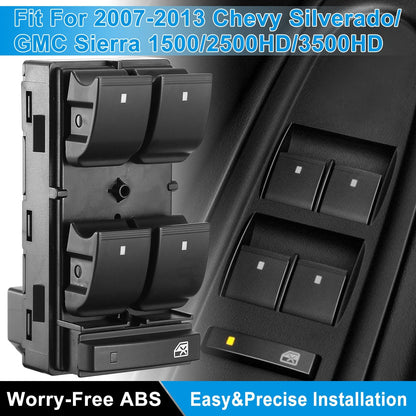 Electric Master Power Window Switch Driver Side Fit for 2007-2013 Chevy Silverado GMC Sierra 1500 2500HD 3500HD 20945129 25789692