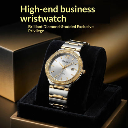 Diamond-Encrusted Business Quartz Watch For Men And Women