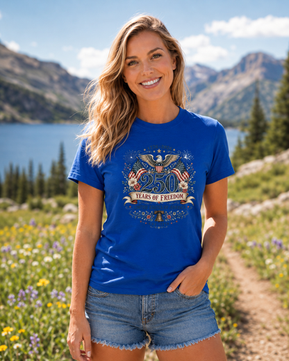 Ladies Vintage T-Shirt 250 Years of Freedom Patriotic America