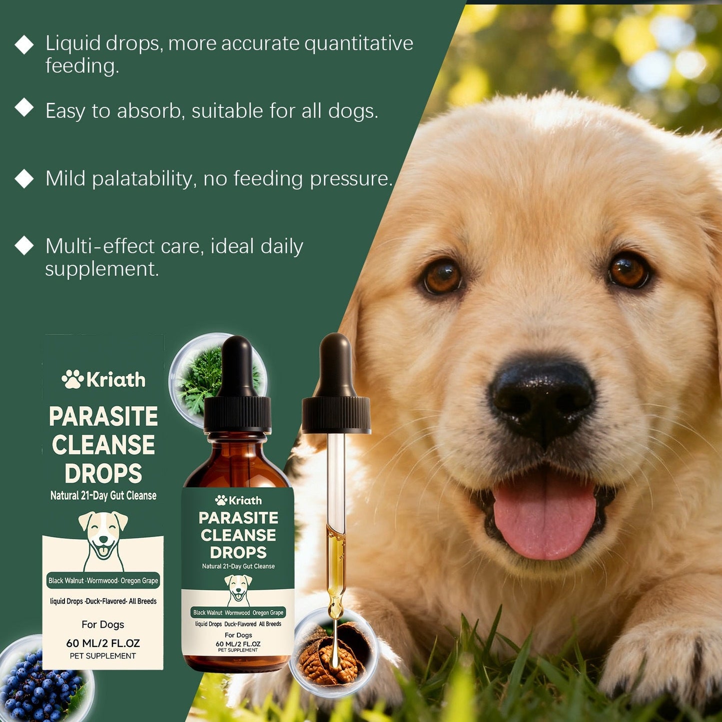 Kriath Dog Intestinal Essential Oil Drops Gentle Formula Comfortable And Nourishing Oral Drops For Pets' Digestive Health