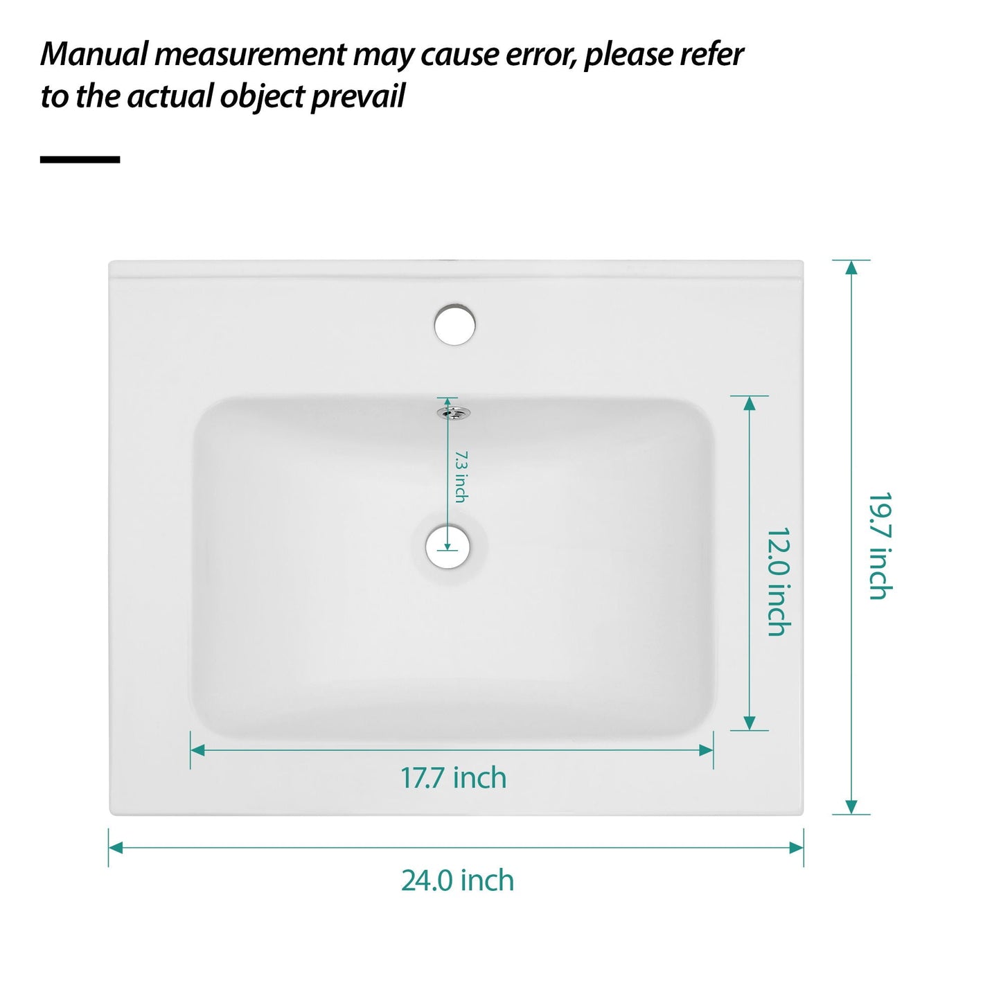 Rectangular Single Vanity Top With 1 Faucet Hole And Overflow Ceramic