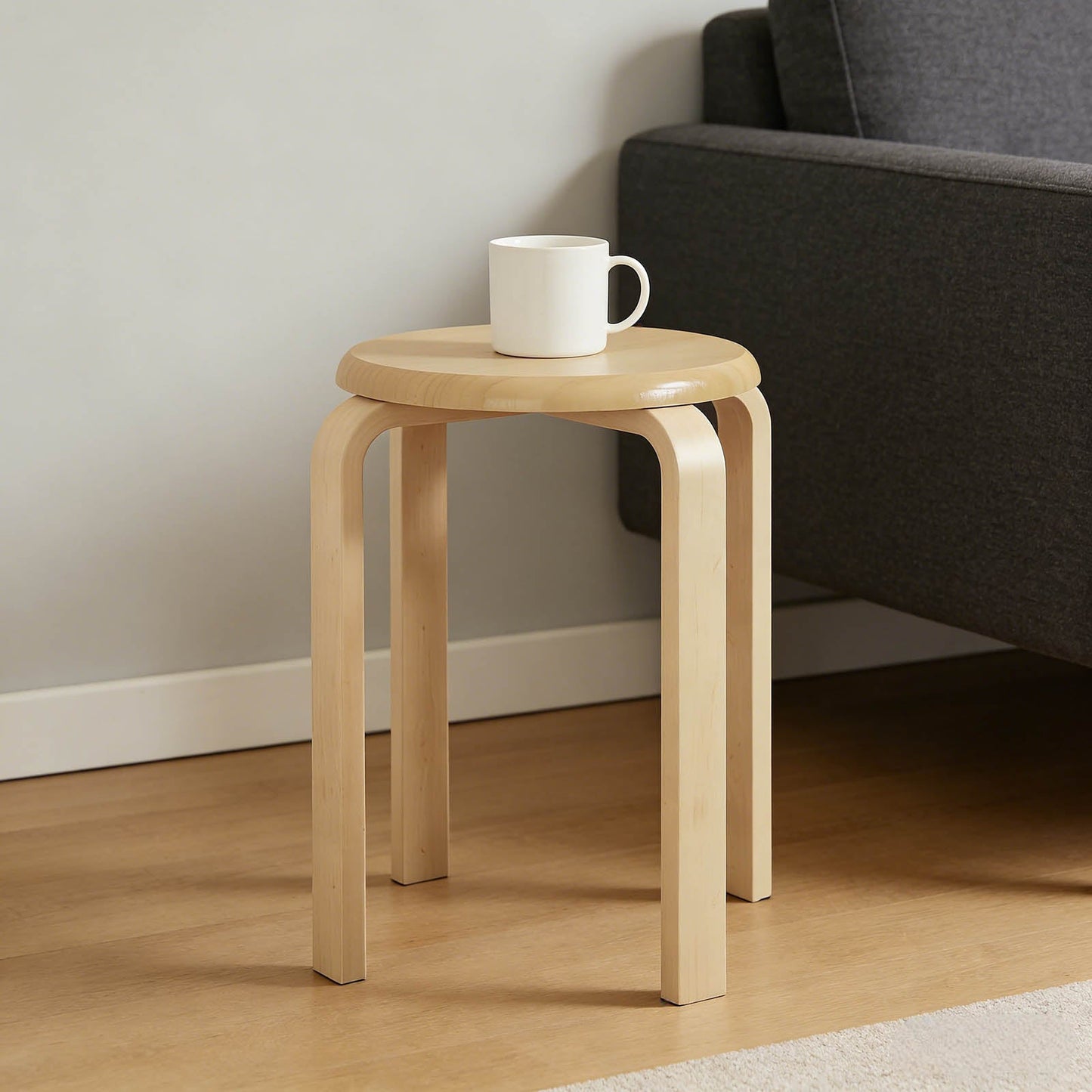 Stackable Bentwood Stool Set of 4, 18" Round Backless Nesting Stools