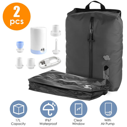 17L Vacuum Storage Bags with Rechargeable Pump (2-Pack)