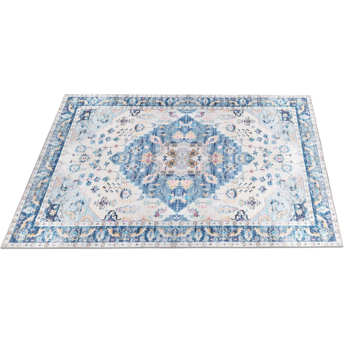 6x9FT VintageÊArea Rug Modern Non Slip Carpet Boho Low Pile Soft Rug Waterproof Machine Washable Rug for Living Room BedroomÊKitchen Dining Room Under