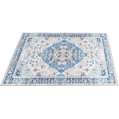 6x9FT VintageÊArea Rug Modern Non Slip Carpet Boho Low Pile Soft Rug Waterproof Machine Washable Rug for Living Room BedroomÊKitchen Dining Room Under