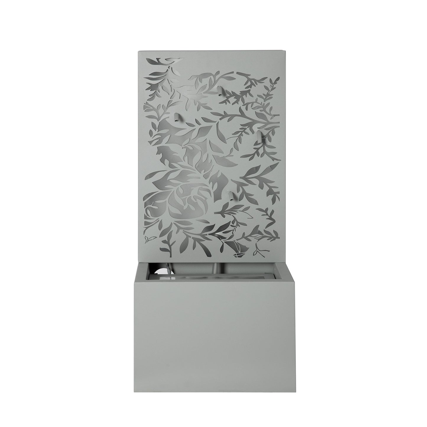 30.71' Light Gray Metal Leaf Cutout Outdoor Water Wall Fountain with LED Lights