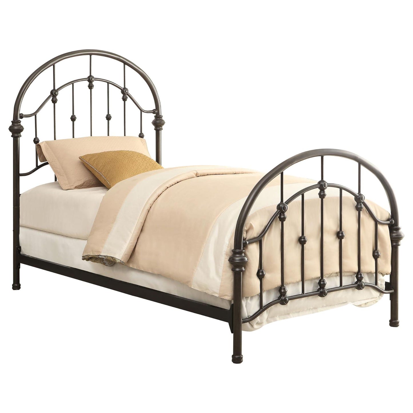 Twin Bed With Curved Headboard And Footboard - Bronze