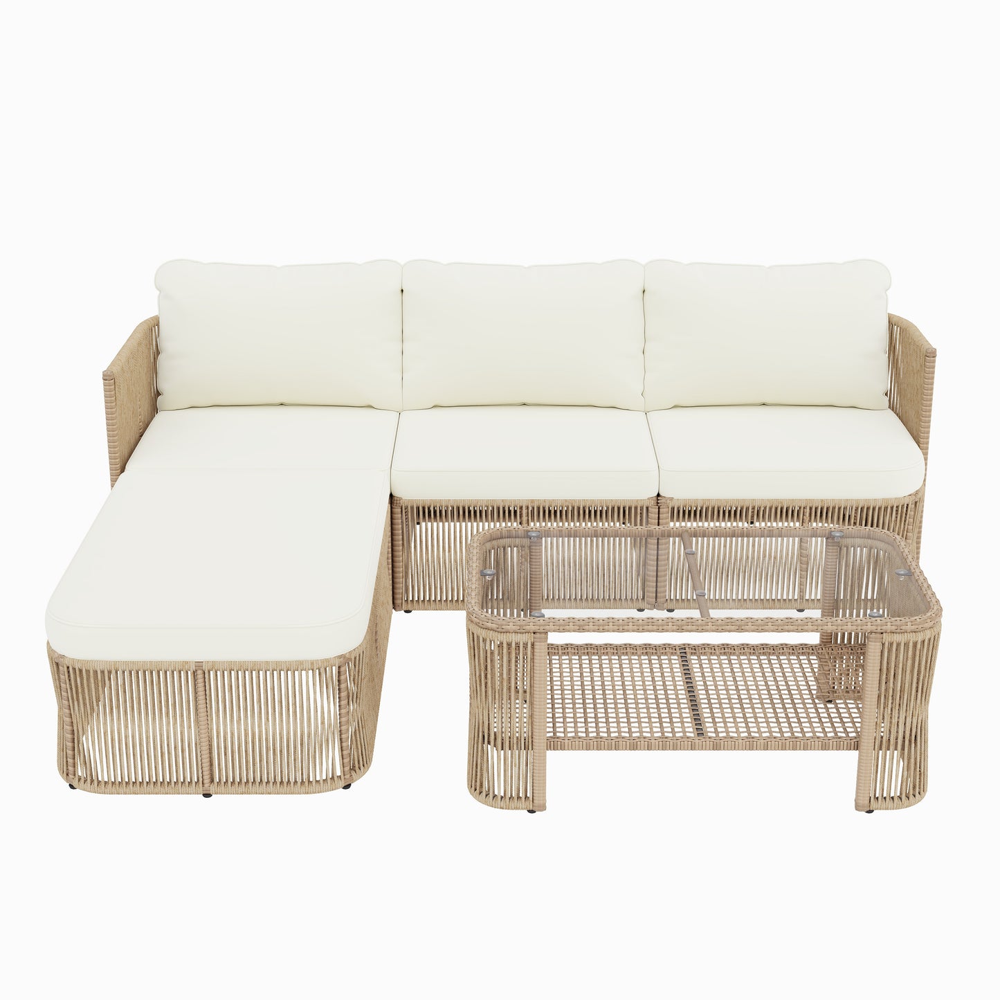 Outdoor PE Rattan Patio Furniture Set with Iron Frame