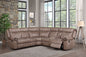 Dollum - Two Tone Nubuck Manual Recliner Sectional Sofa With USB Port Cupholder Console