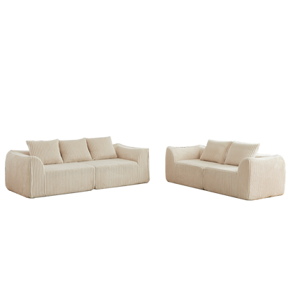 Minimalist 3+2 Seater Corduroy Sofa Set