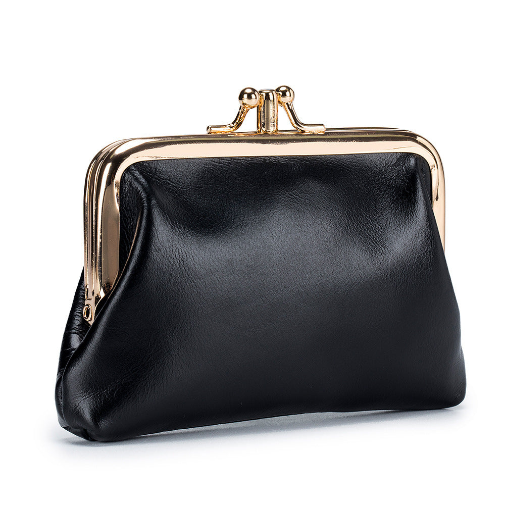 Retro Double-Layer Compact Oil Wax Leather Wallet