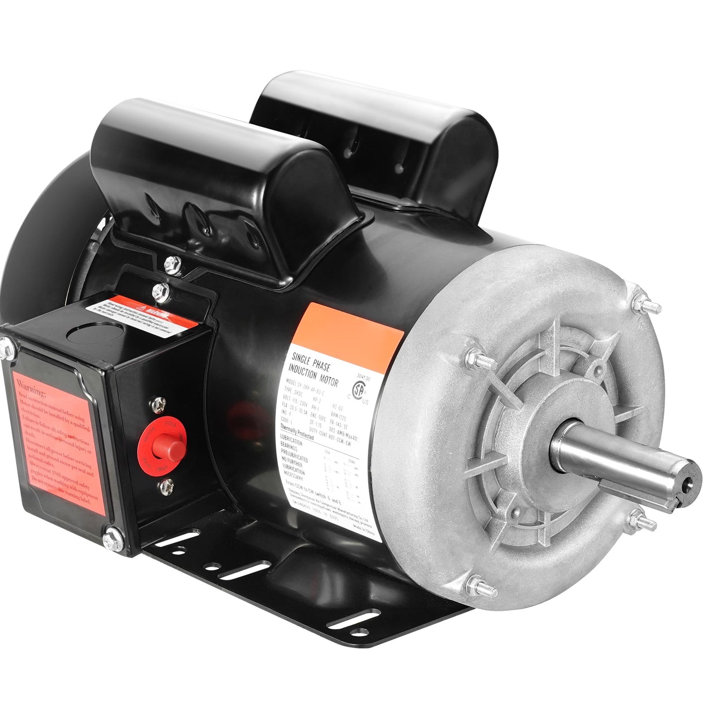 2HP Electric Motor 1725 RPM AC 115V/230V with Dual Rotation