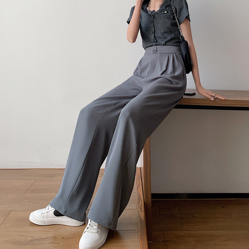 Summer Thin Section High Waist Drape Pants Suit Wide Leg Pants Women