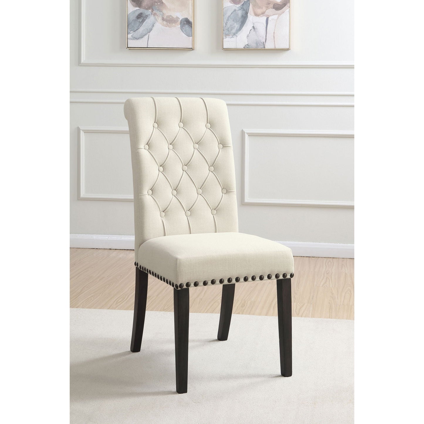 Tufted Rolled Backrest Side Chairs (Set of 2)