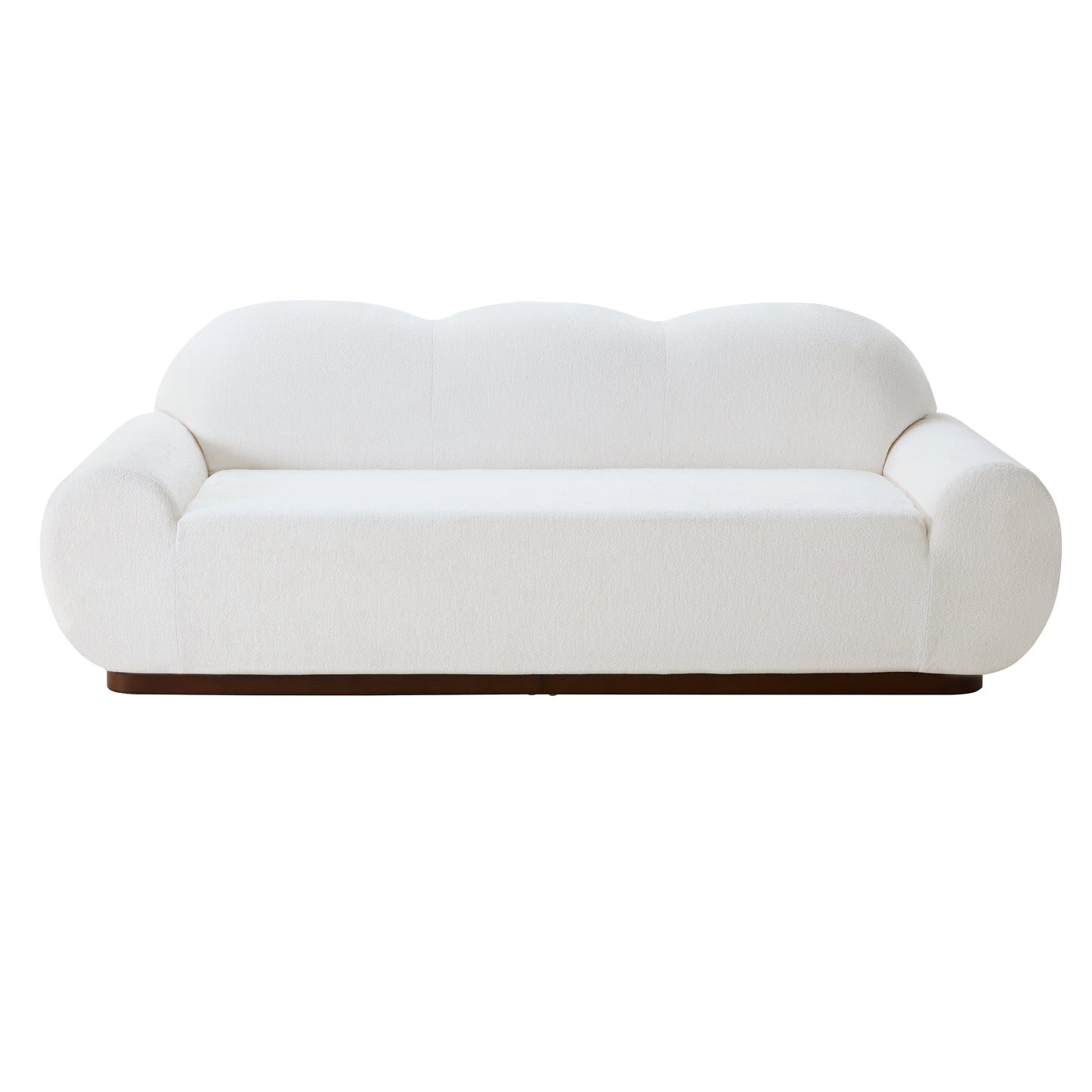 88 in. Round Arm Cloud Curved 3-Seater Modern Upholstered Chenille Sofa, Snow
