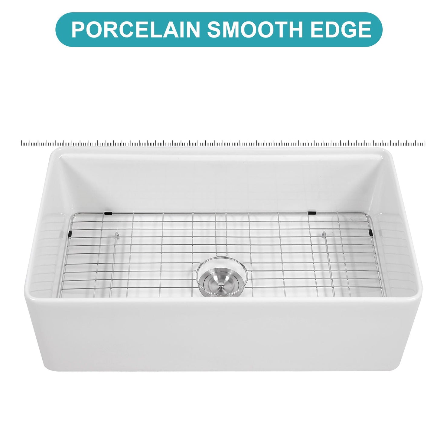Kitchen Sink Workstation 33" Single Bowl Sink With Work Surface - White