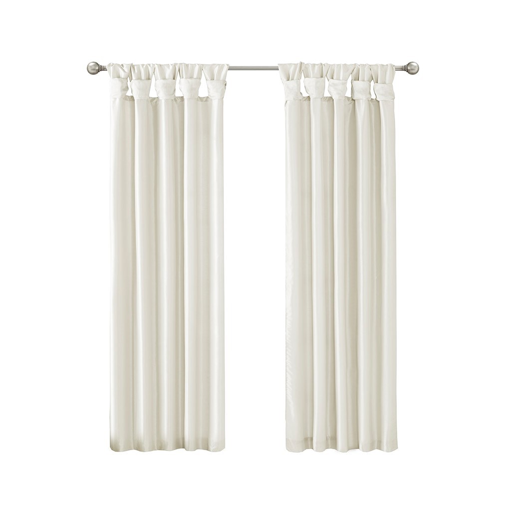 Twist Tab Lined Window Curtain Panel White 50x95