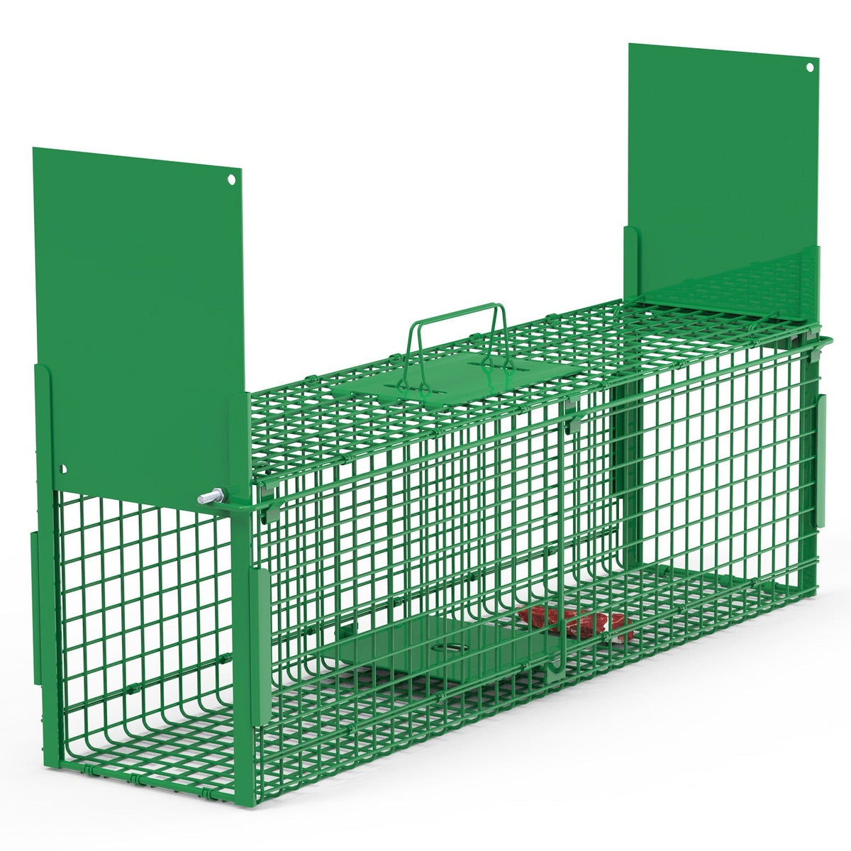 38in 2 Door Live Animal Cage Trap For Animals Under 18LBS Easy To Setup Humane Galvanized Iron Trap Cage For Raccoons Armadillos Groundhogs Muskrats O