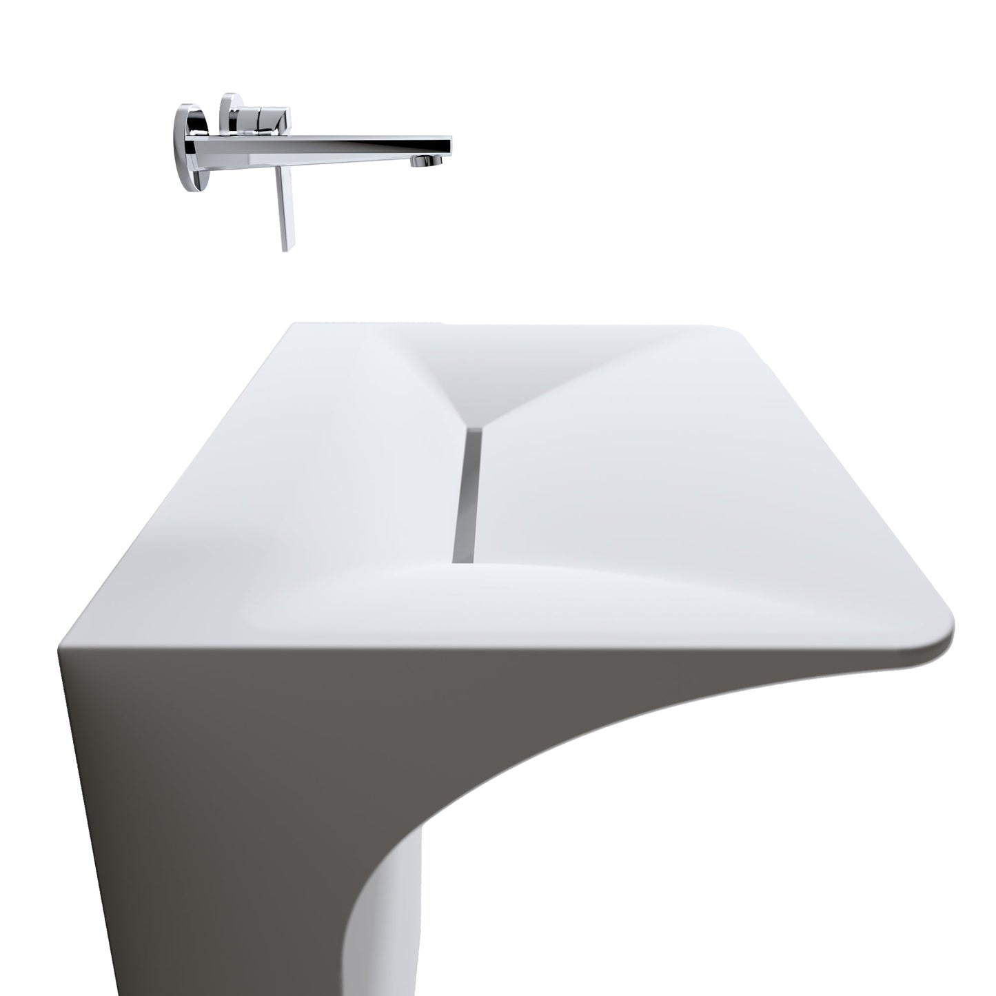 Modern Wall-Mounted Solid Surface Pedestal Sink