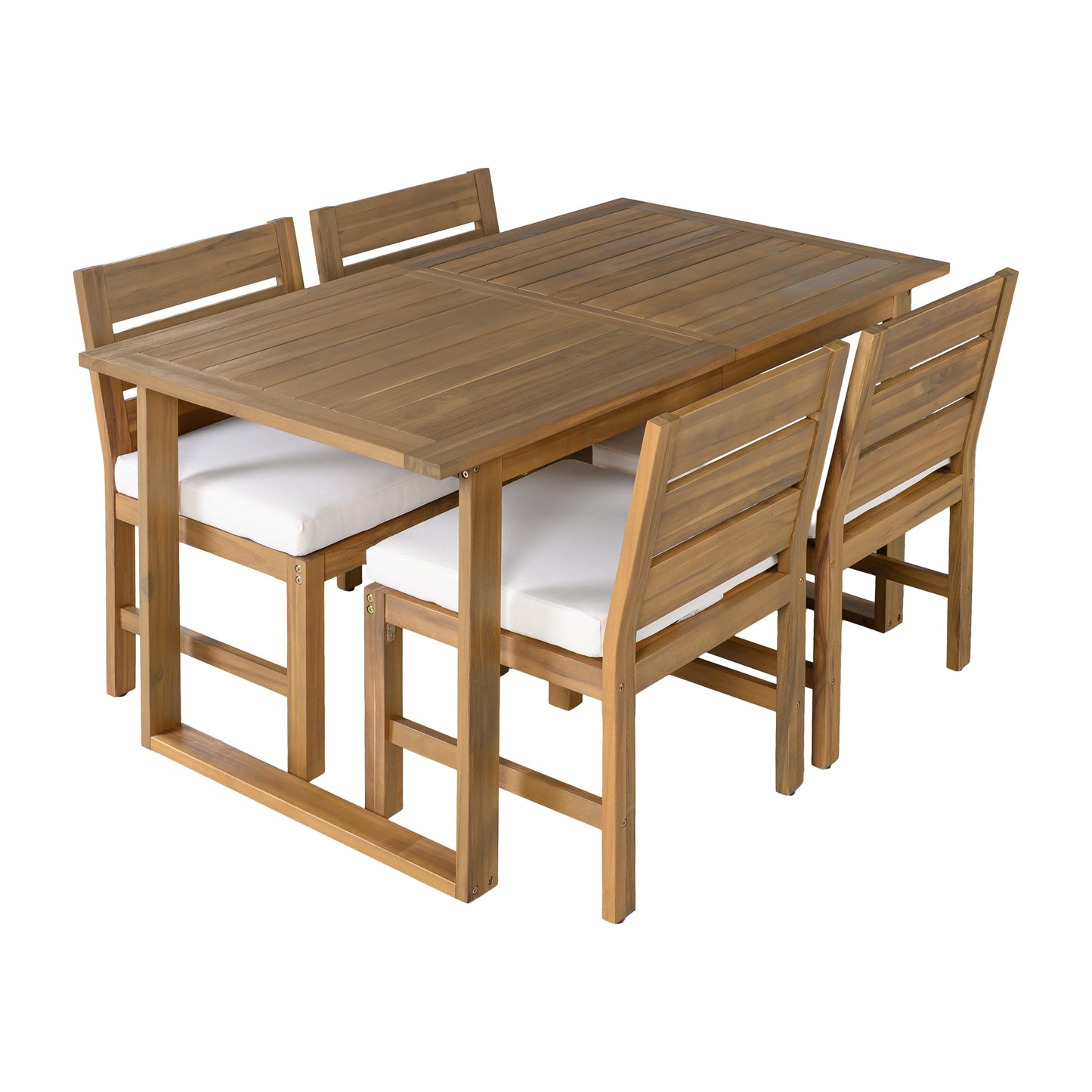 U_STYLE Farmhouse 5-Piece Outdoor Patio Dining Set with Adjustable Legs