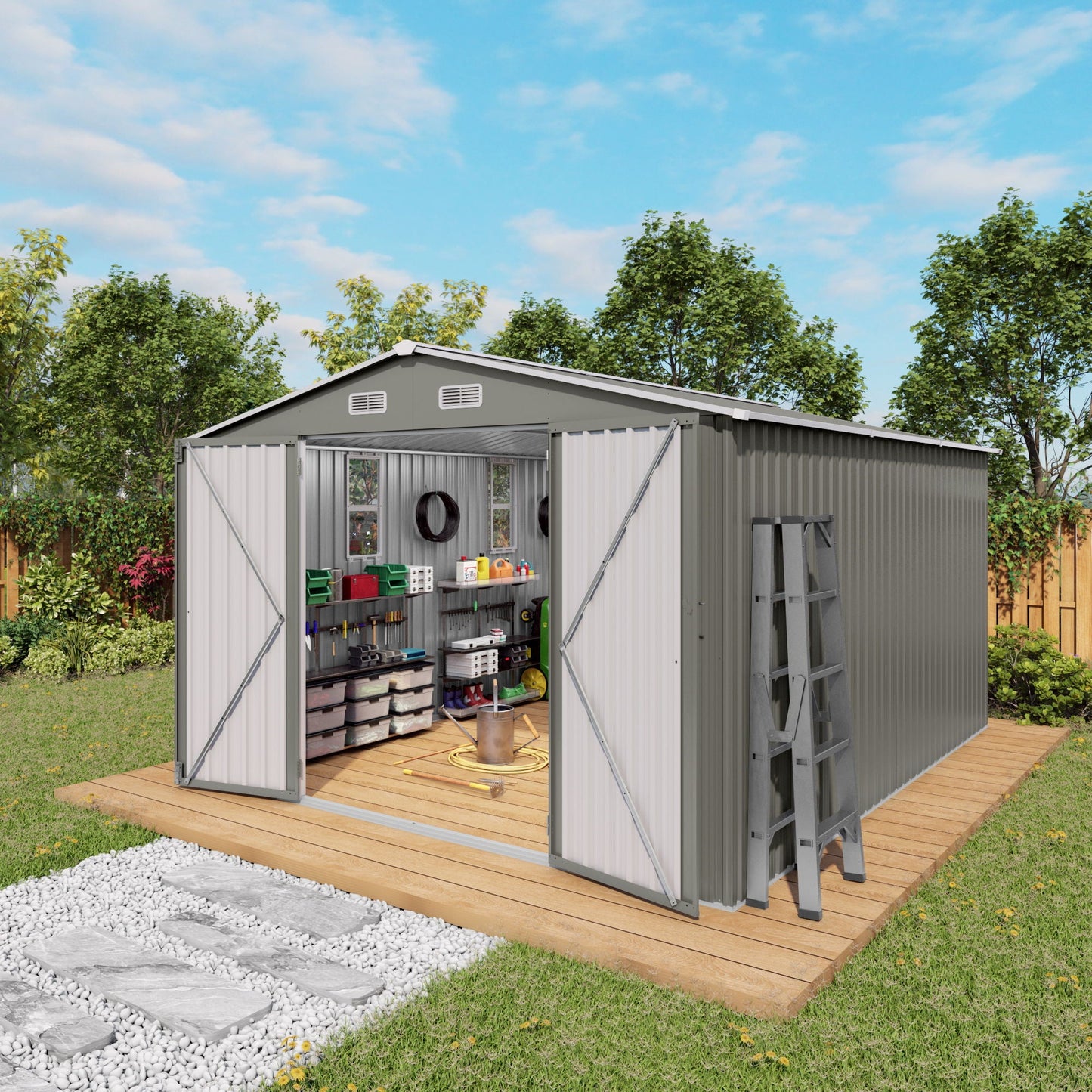 Outdoor Storage Shed With Lockable Doors