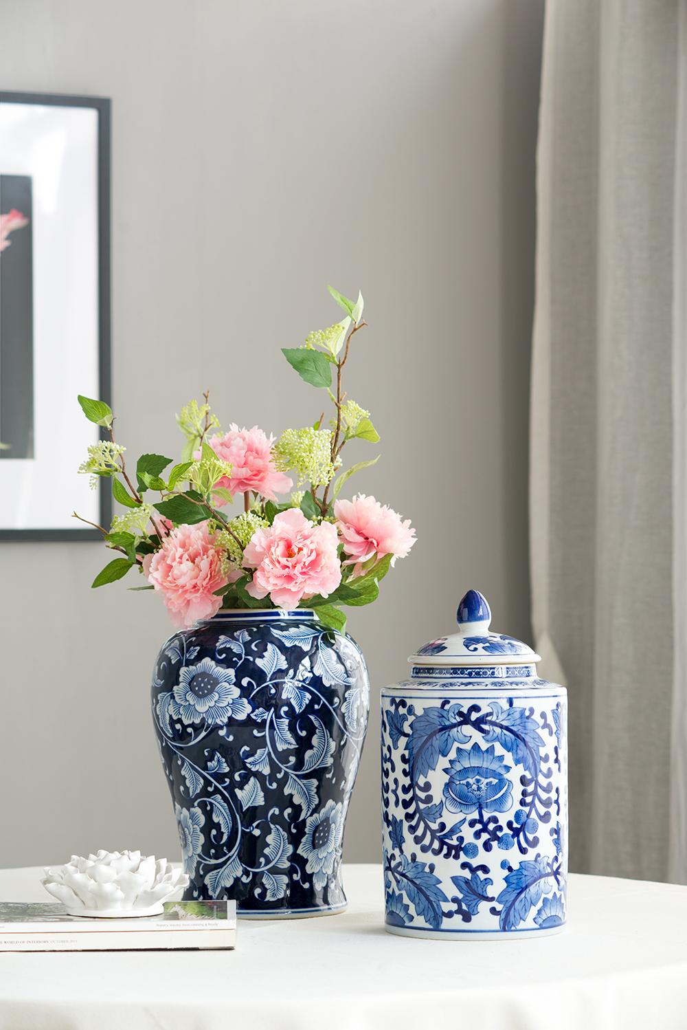 9.5x9.5x18" Porcelain Decorative Ginger Jar