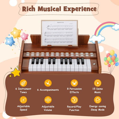 25 Keys Kids Piano Keyboard with Adjustable Speed and Volume
