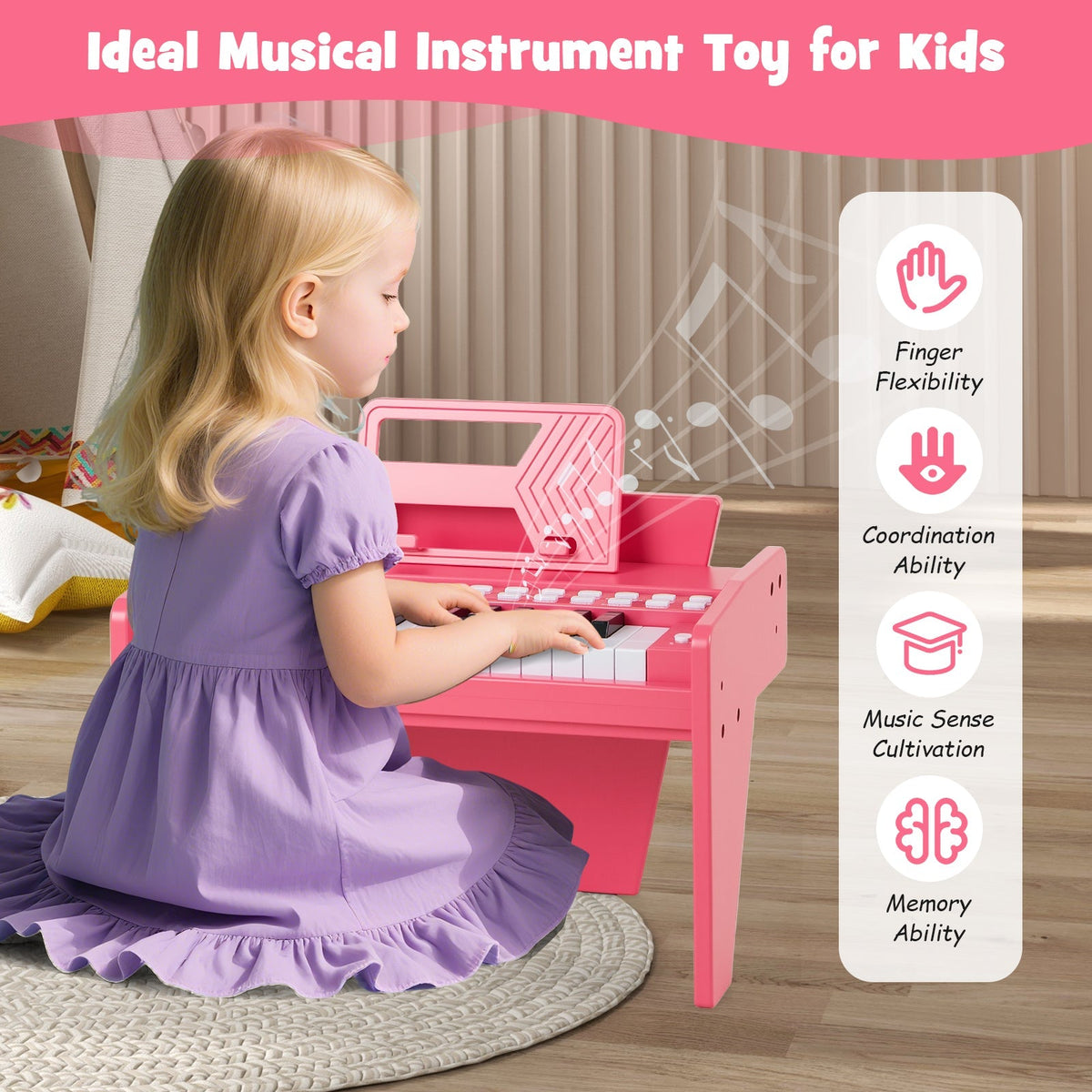25 Keys Kids Piano Keyboard with Adjustable Speed and Volume