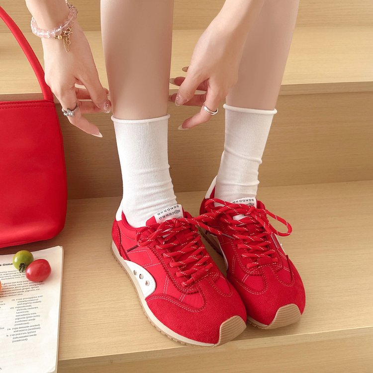 New Summer Women's German Trainer Shoes, Lace-Up Platform Height Increasing Versatile Casual Sneakers