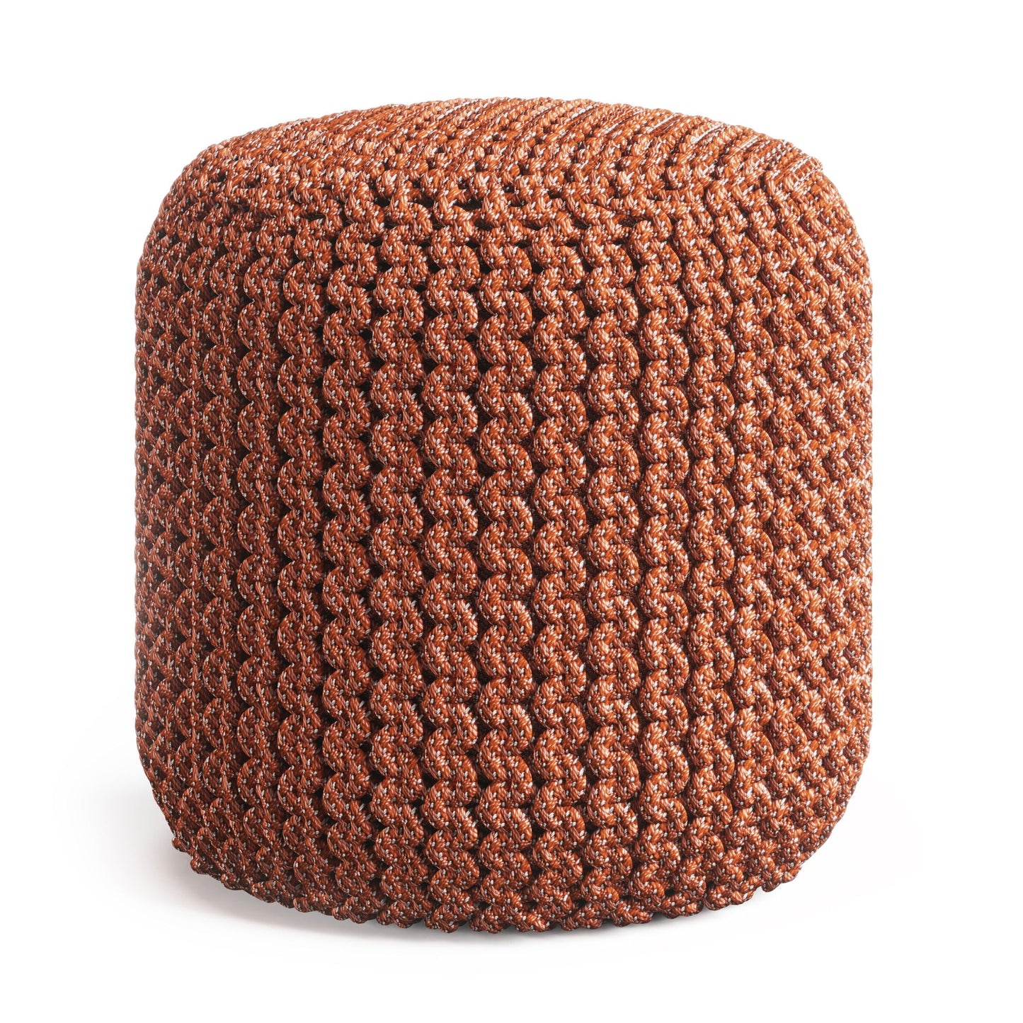 Wynne - Round Knitted Outdoor / Indoor Pouf - Orange
