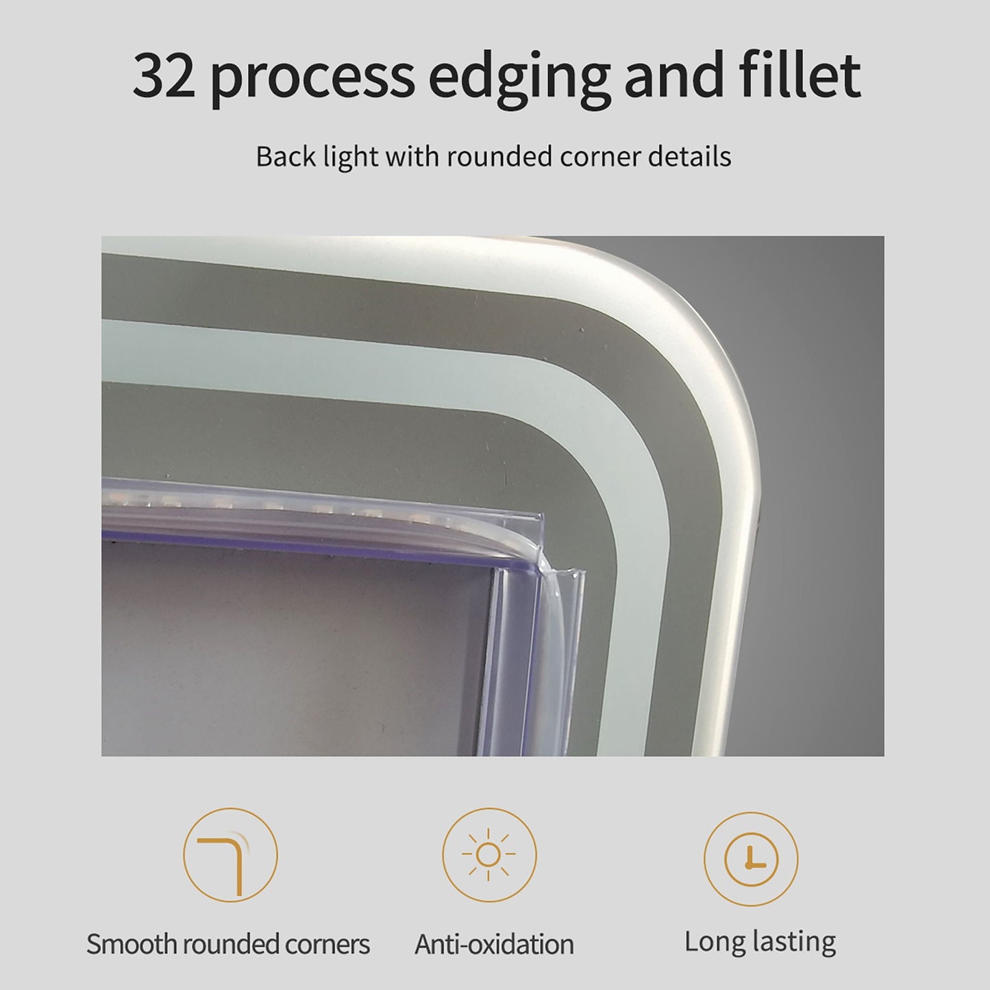 Frameless Full Length Floor Mirror With LED Light, Dimming & 3 Color Modes Mirror - Silver