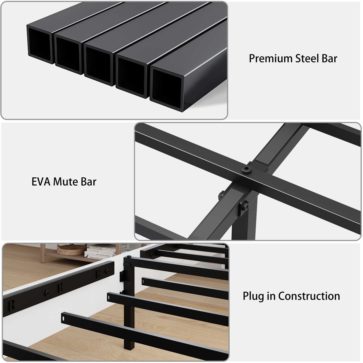 King Wood Platform Bed Frame with Headboard and Storage