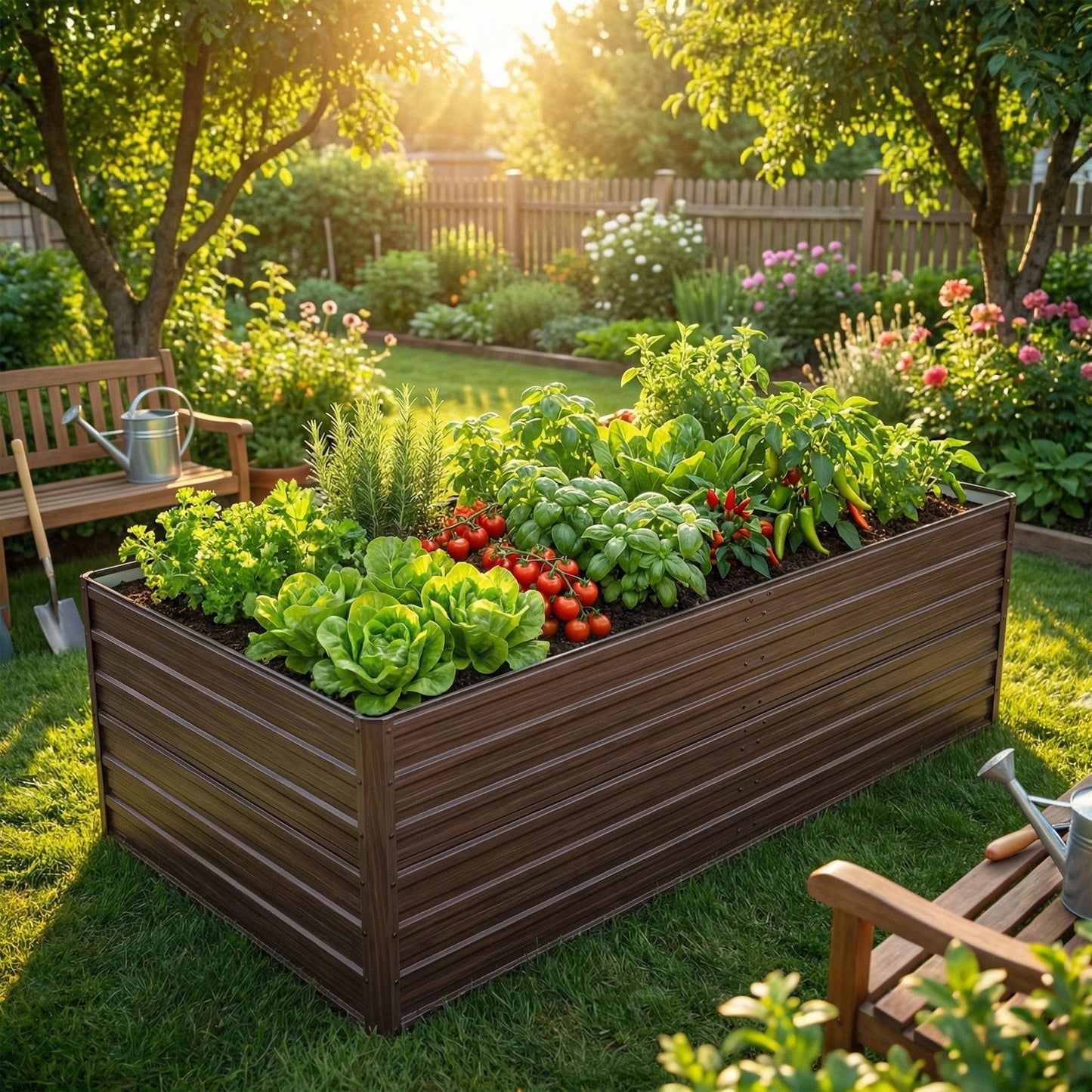 Woodgrain Aesthetic & Metal Strength: 8x4x2FT Galvanized Raised Garden Bed Kit
