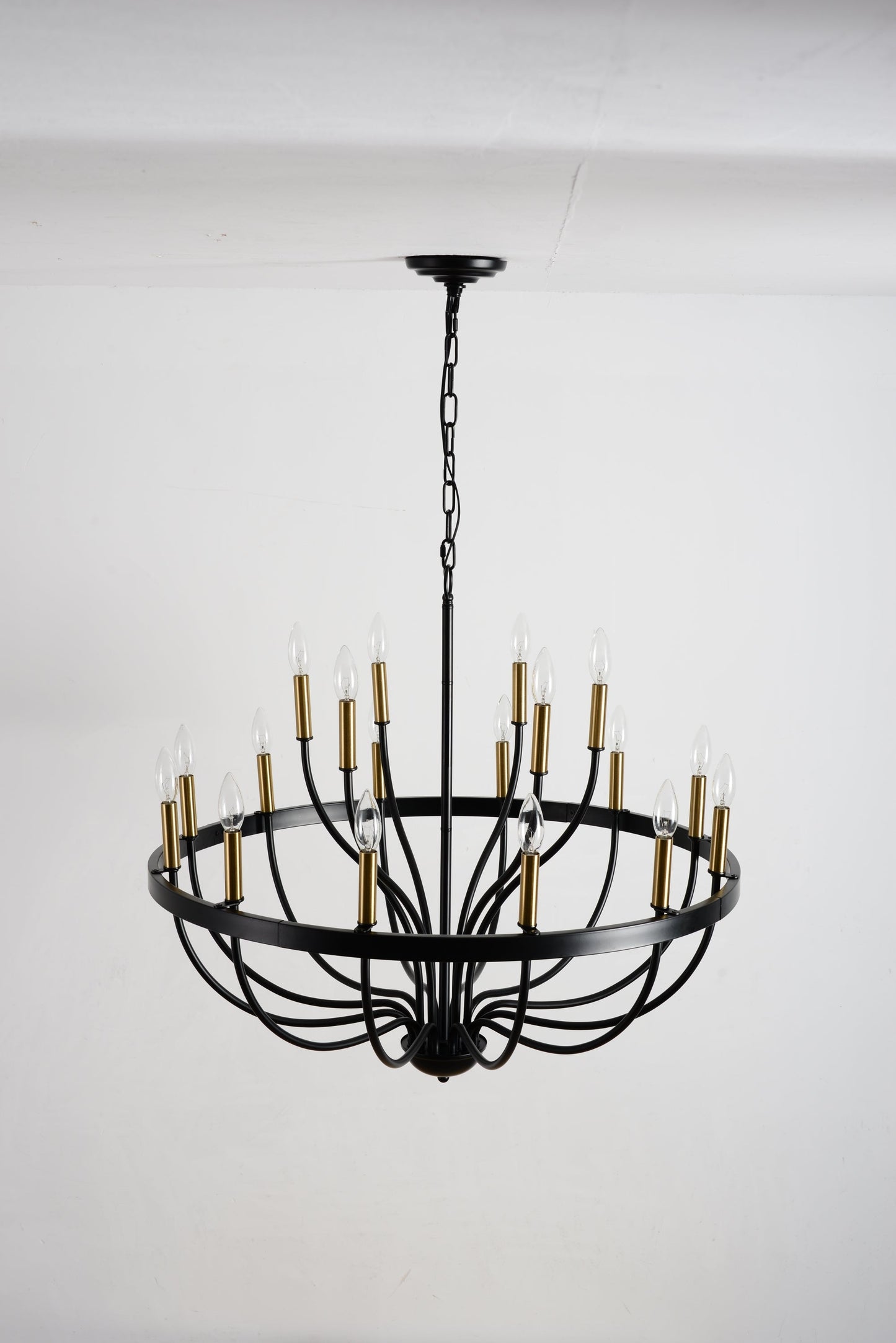 15-Light Industrial Iron Candle Chandelier Modern Farmhouse Pendant Light