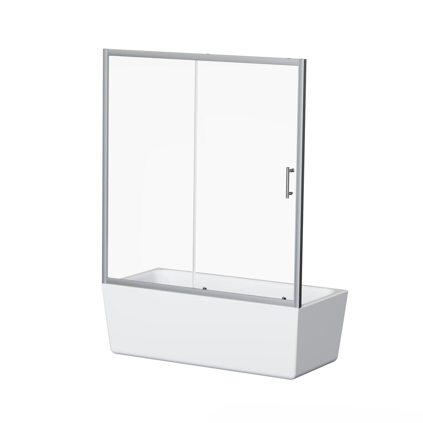 Single Sliding Shower Door For Bathtub With Handle - Chrome