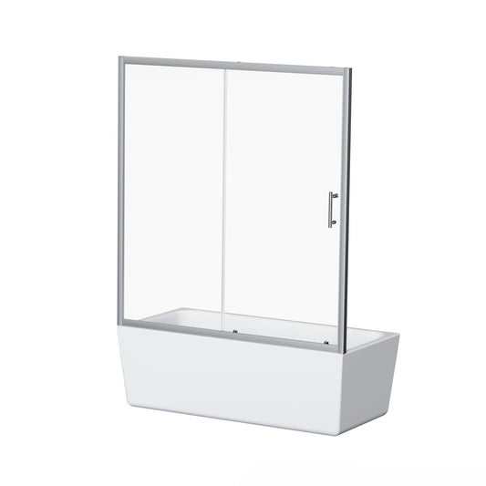 Single Sliding Shower Door For Bathtub With Handle - Chrome