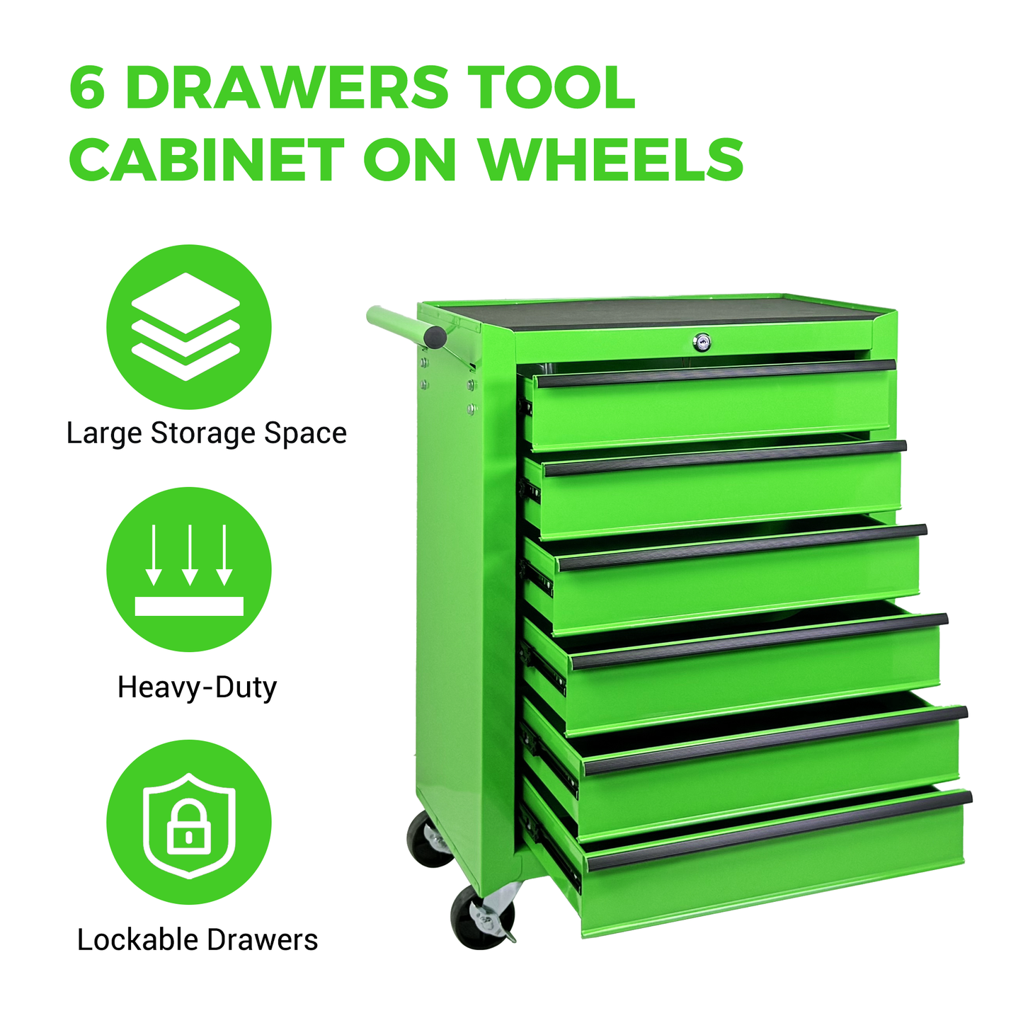 Rolling Metal Tool Chest with 6 Drawers