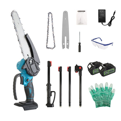 2-In-1 8Ó Cordless Electric Pole Saw and Mini Chainsaw with Extension Poles 2Pcs 21V 3.0Ah Batteries Adjustable Length Chain Saw With Auto Oiler Safet