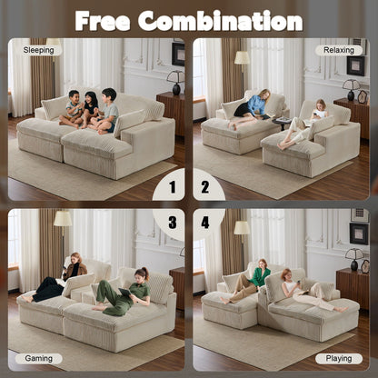 Double Chaise Lounge Chair, Oversized Upholstered Sleeper Cloud Couch