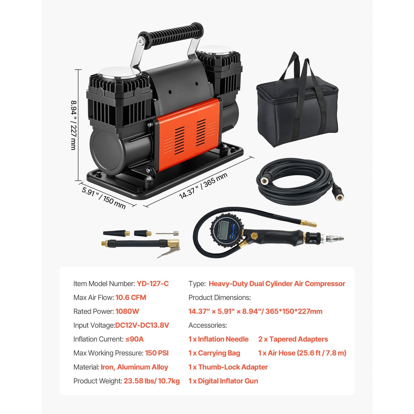 Dual-Cylinder Heavy Duty Air Compressor