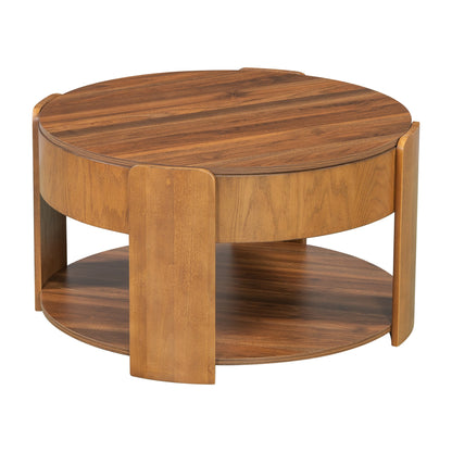 Vibe Haus Farmhouse Round Lift Top Coffee Table with Hidden Storage
