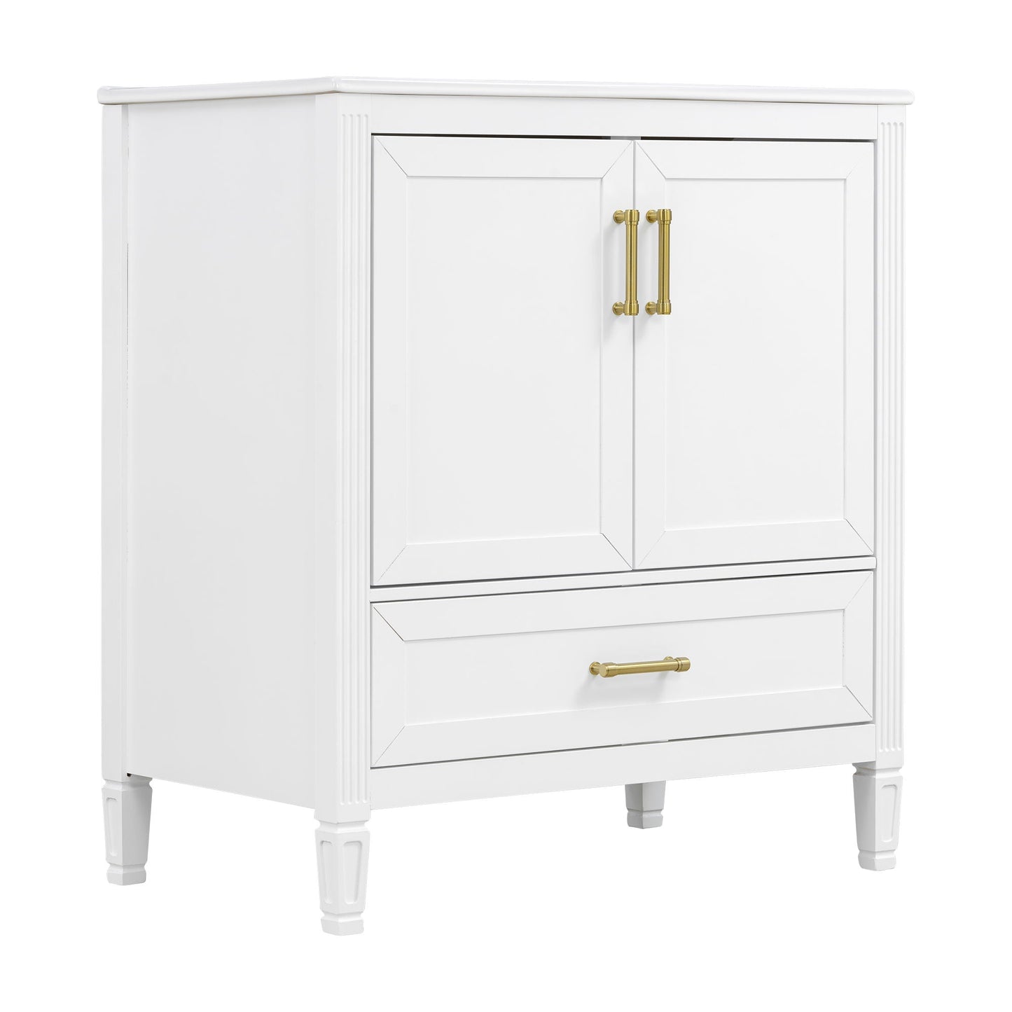 Elegant Fluted Bathroom Vanity With Sink, Soft Close Doors & Drawer