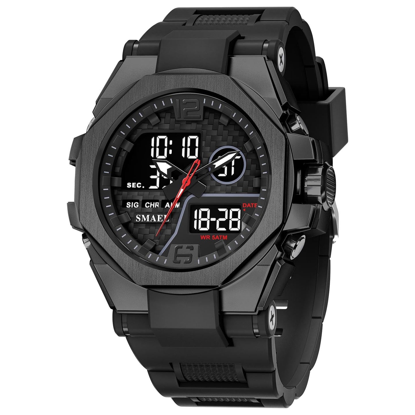 Mens Sports Outdoor Tactical Alloy Dual-Display Watch