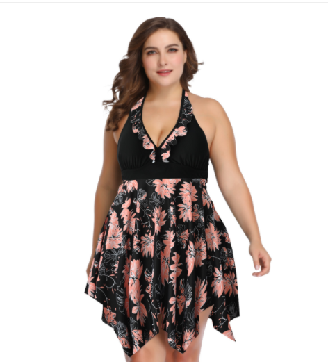 Plus Fat Plus Size Swimsuit European And American Belly Pure