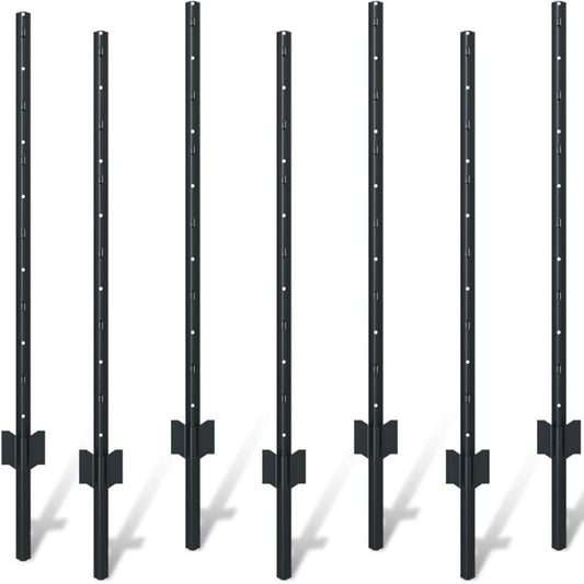 4 Foot U-Shaped Metal Garden Fence Posts Set for Wire Mesh Fencing