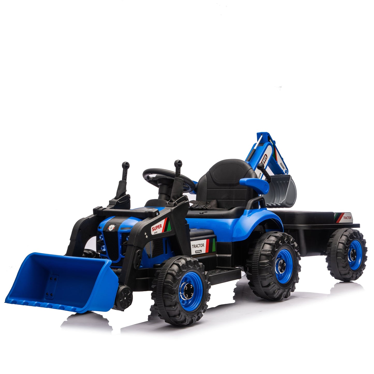 24V Kids Ride-On Electric Tractor Toy with 4-in-1 Construction Attachments