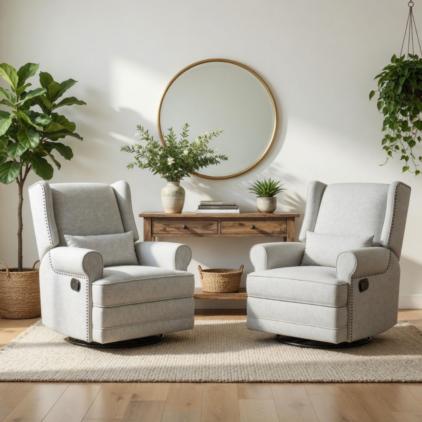 Extra Wide Swivel Recliner Glider Chair With Footrest