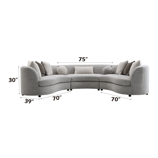 Ivria Boucle Sectional Sofa With 9 Pillows - Gray